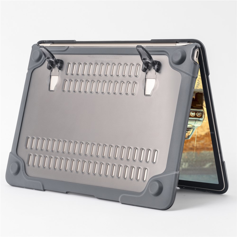 Deux-partie plastique + Étui hybride TPU avec support pour MacBook 12-Inch with Retina Display(2015) - gris-7