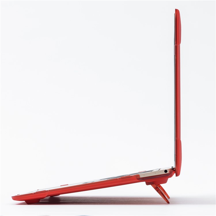 Plastic + TPU Front and Back Case with Fold Stand for MacBook 12-inch with Retina Display (2015) - Red-10