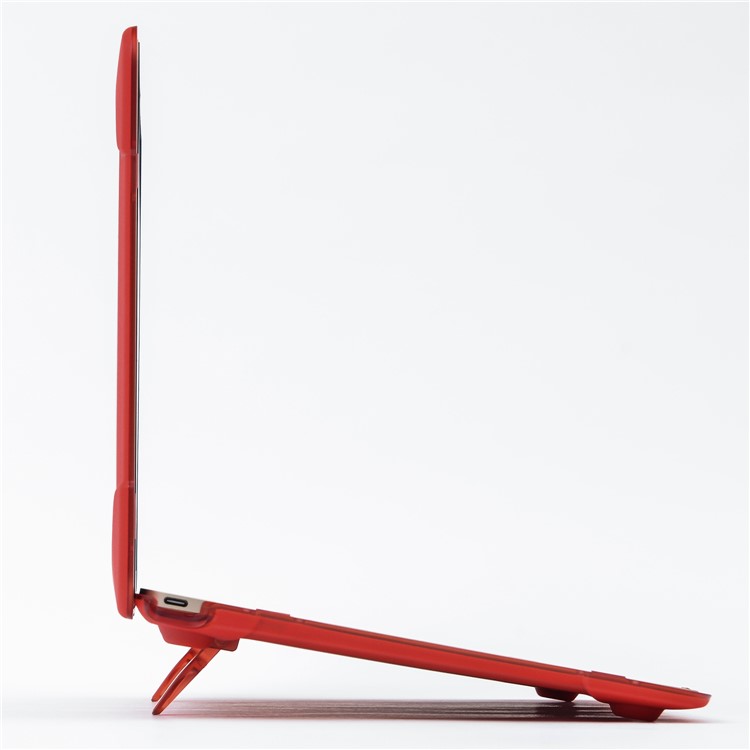 Plastic + TPU Front and Back Case with Fold Stand for MacBook 12-inch with Retina Display (2015) - Red-12