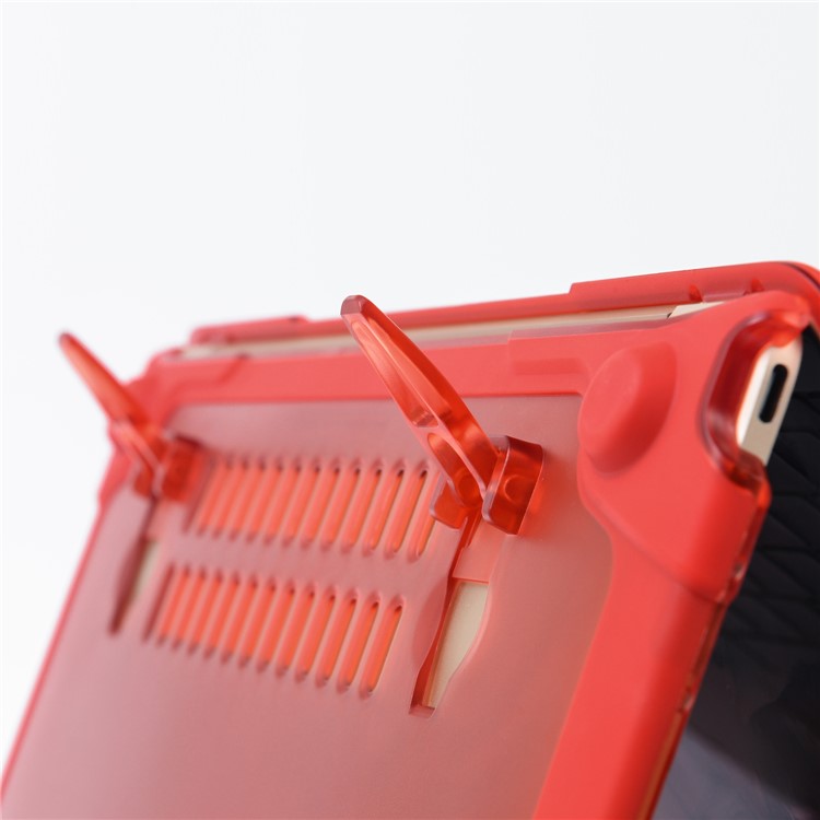Plastic + TPU Front and Back Case with Fold Stand for MacBook 12-inch with Retina Display (2015) - Red-14