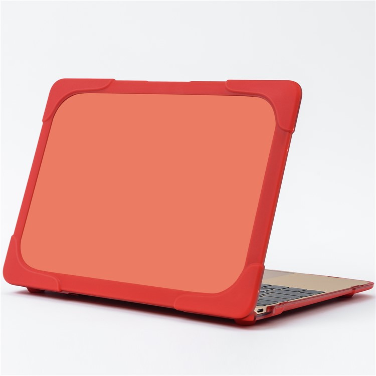 Plastic + TPU Front and Back Case with Fold Stand for MacBook 12-inch with Retina Display (2015) - Red-17