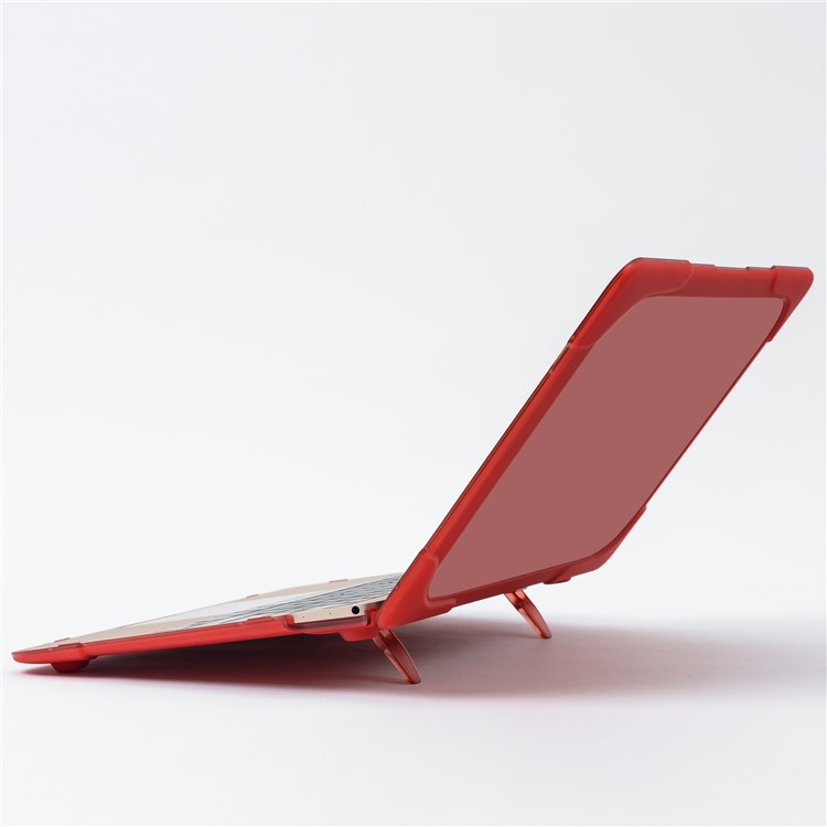 Plastic + TPU Front and Back Case with Fold Stand for MacBook 12-inch with Retina Display (2015) - Red-2