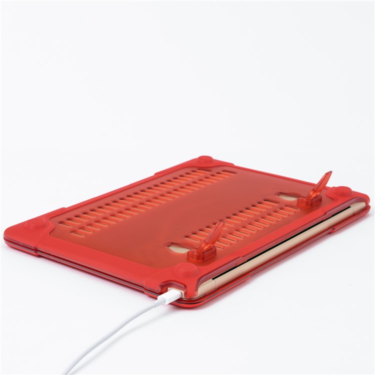 Plastic + TPU Front and Back Case with Fold Stand for MacBook 12-inch with Retina Display (2015) - Red-3