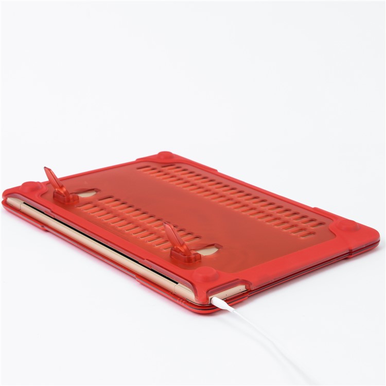 Plastic + TPU Front and Back Case with Fold Stand for MacBook 12-inch with Retina Display (2015) - Red-4