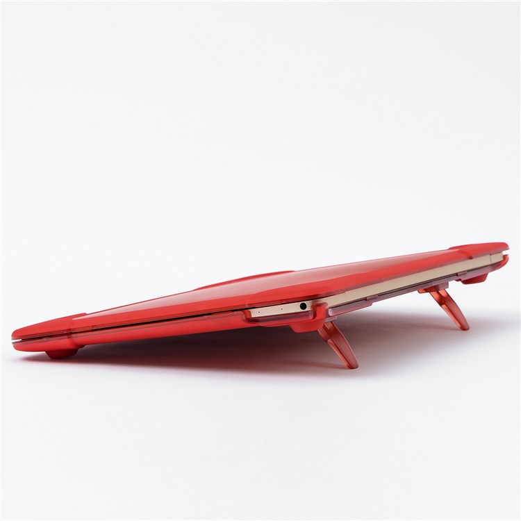 Plastic + TPU Front and Back Case with Fold Stand for MacBook 12-inch with Retina Display (2015) - Red-5