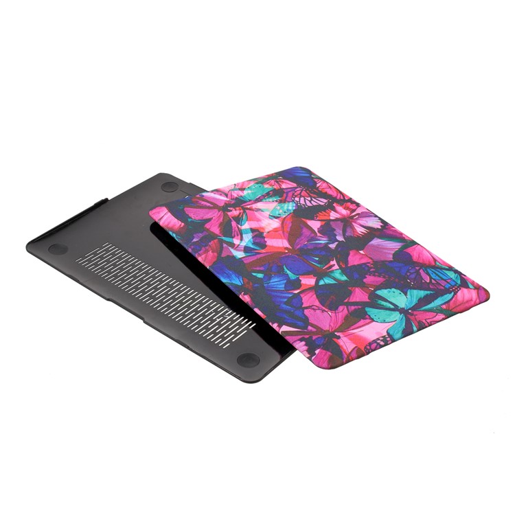 2-Piece Leather Coated PC Full Protection Case for MacBook Air 13.3-inch - Colored Butterflies-1