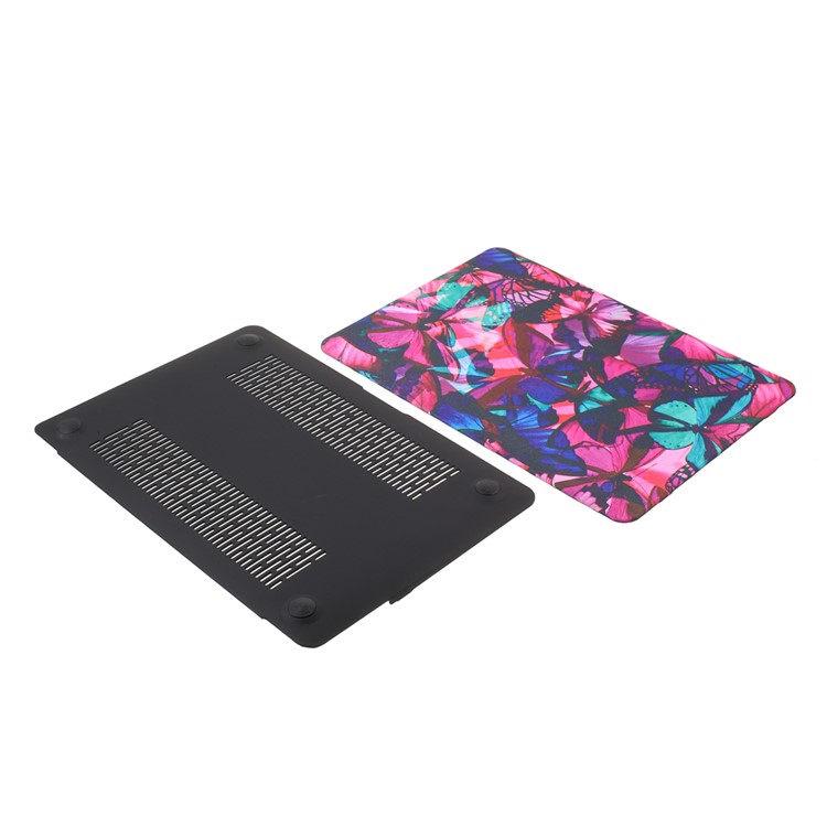 2-Piece Leather Coated PC Full Protection Case for MacBook Air 13.3-inch - Colored Butterflies-2