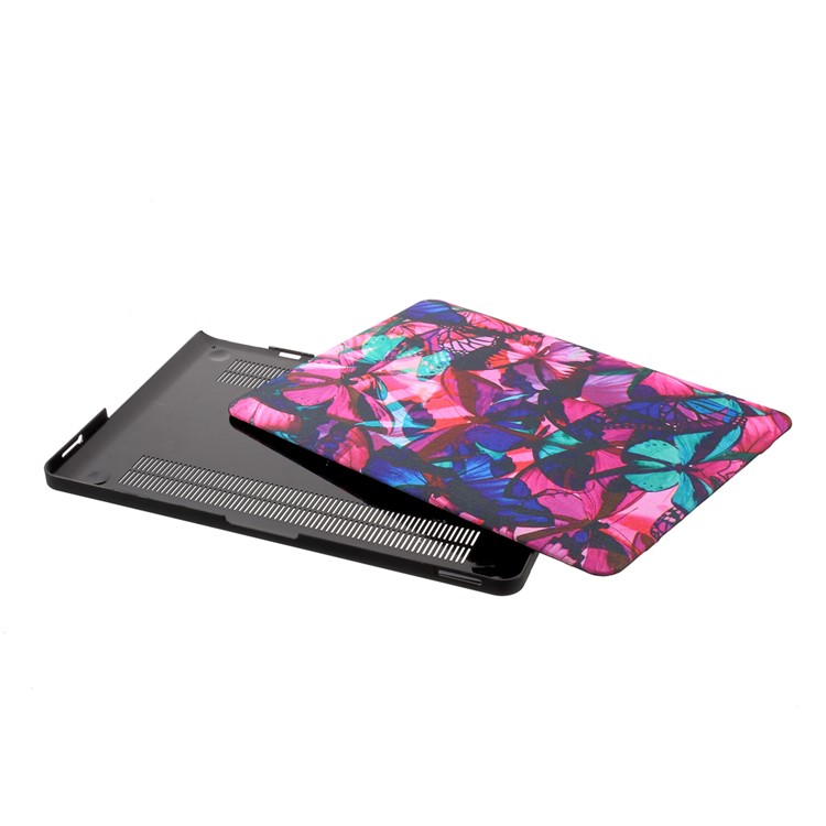 Patterned Leather Coated PC Snap-on Cover for MacBook Pro 15.4-inch - Colored Butterflies-2