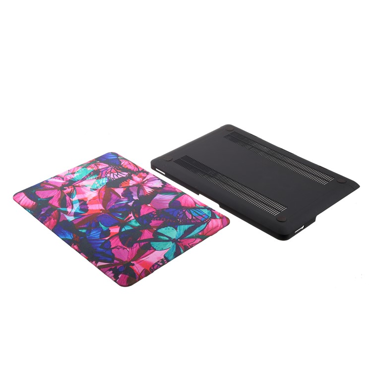 Patterned Leather Coated PC Snap-on Cover for MacBook Pro 15.4-inch - Colored Butterflies-3