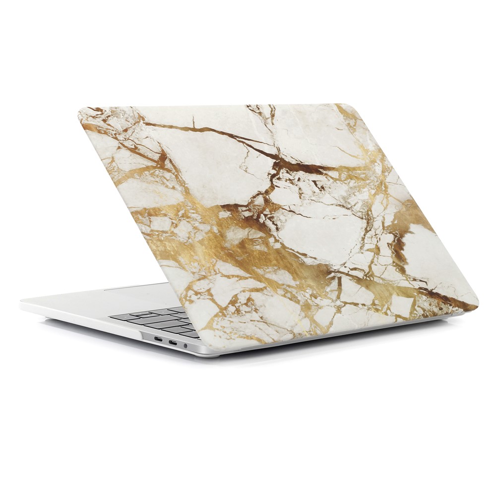 Tampa Protetora Dura Modelada Para MacBook Pro 15,4 Polegadas De 2016 Com Barra De Toque (A1707) - Textura De Mármore / Ouro