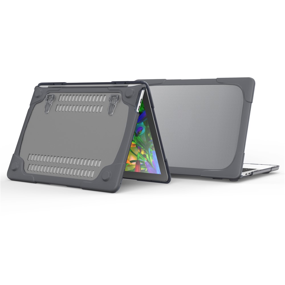 Two-piece Plastic + TPU Combo Case with Stand for MacBook Pro 13-inch (2016) with Touch Bar - Grey-10