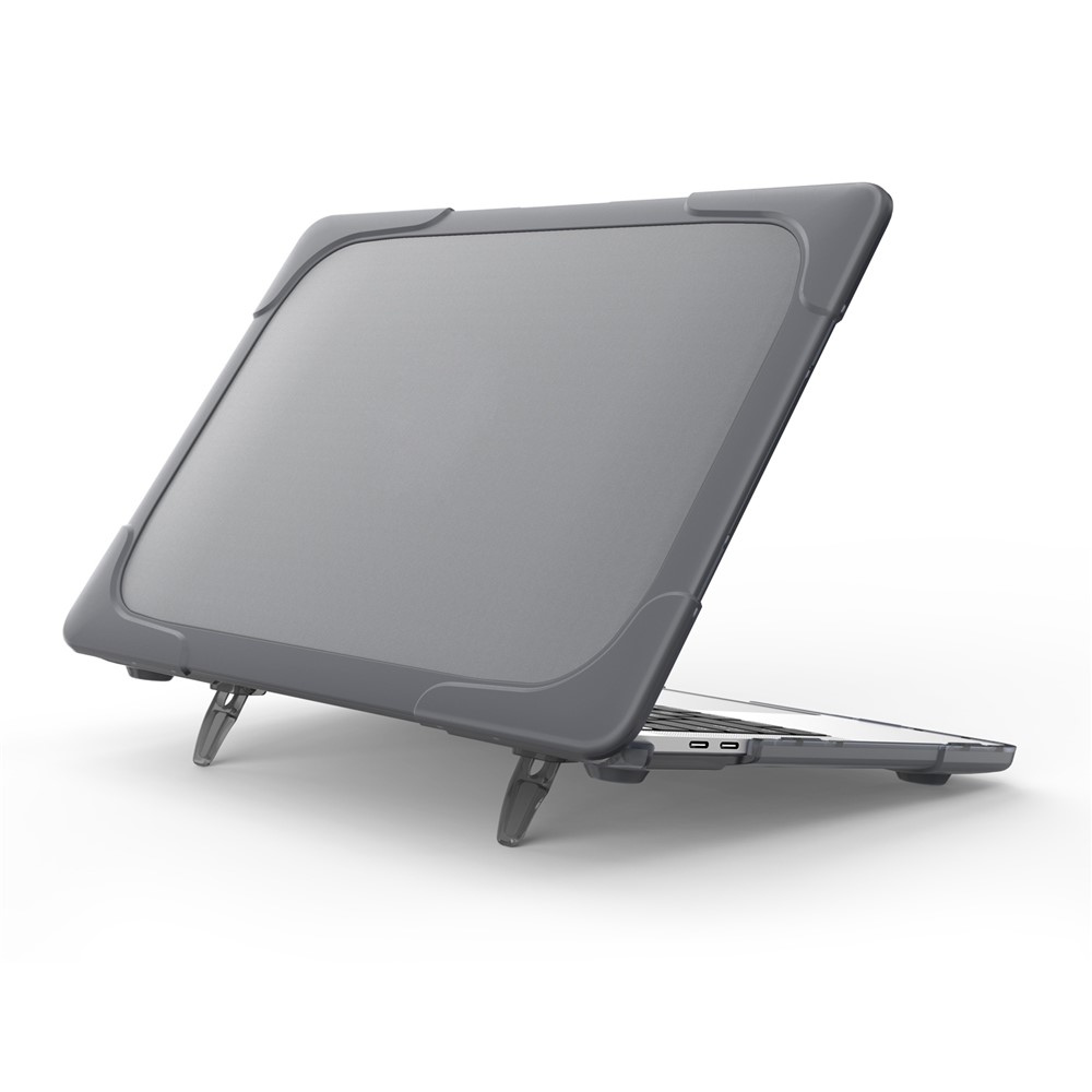Two-piece Plastic + TPU Combo Case with Stand for MacBook Pro 13-inch (2016) with Touch Bar - Grey-4