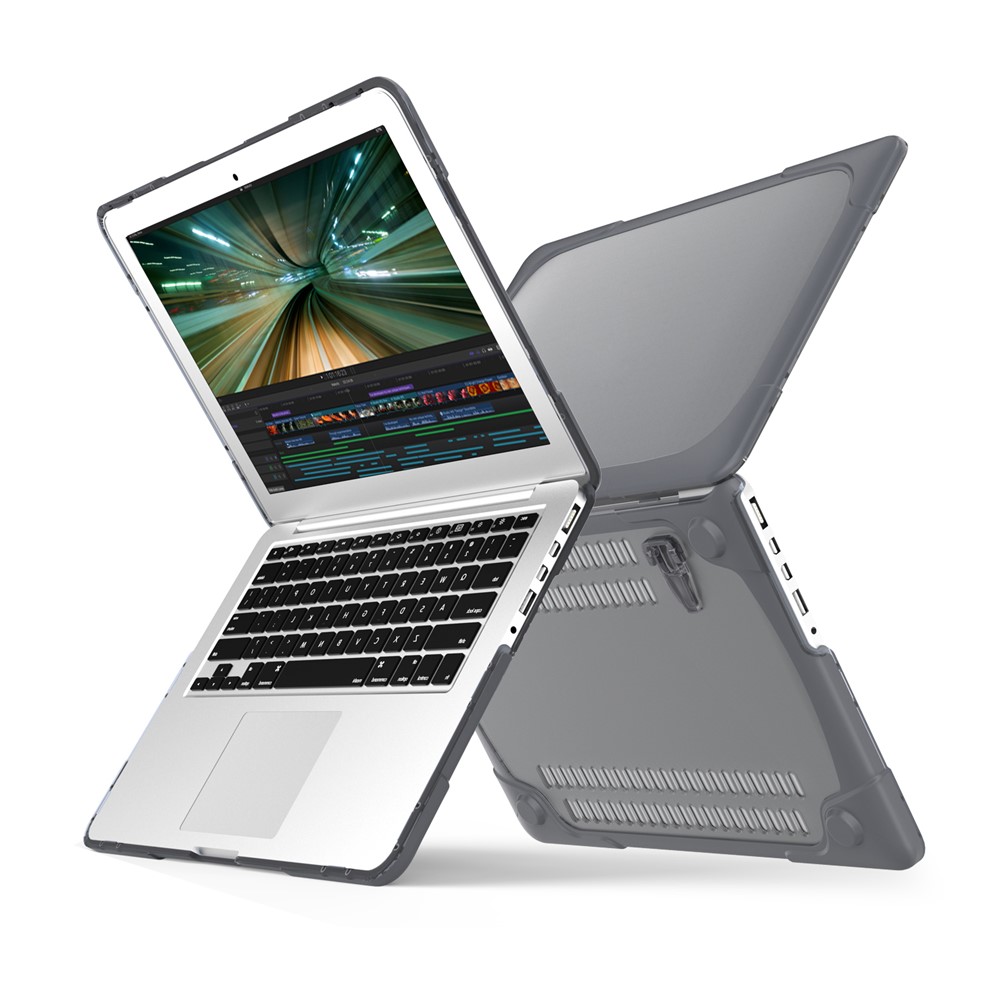 Two-piece Plastic + TPU Combo Case Stand for MacBook Pro 13.3 inch Retina Display - Grey-1