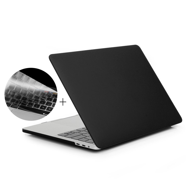 HAT PRINCE Matte PC Case + EU Version TPU Keyboard Cover for Macbook Pro 13.3 Inch A1708 (No Touch Bar) - Black-1