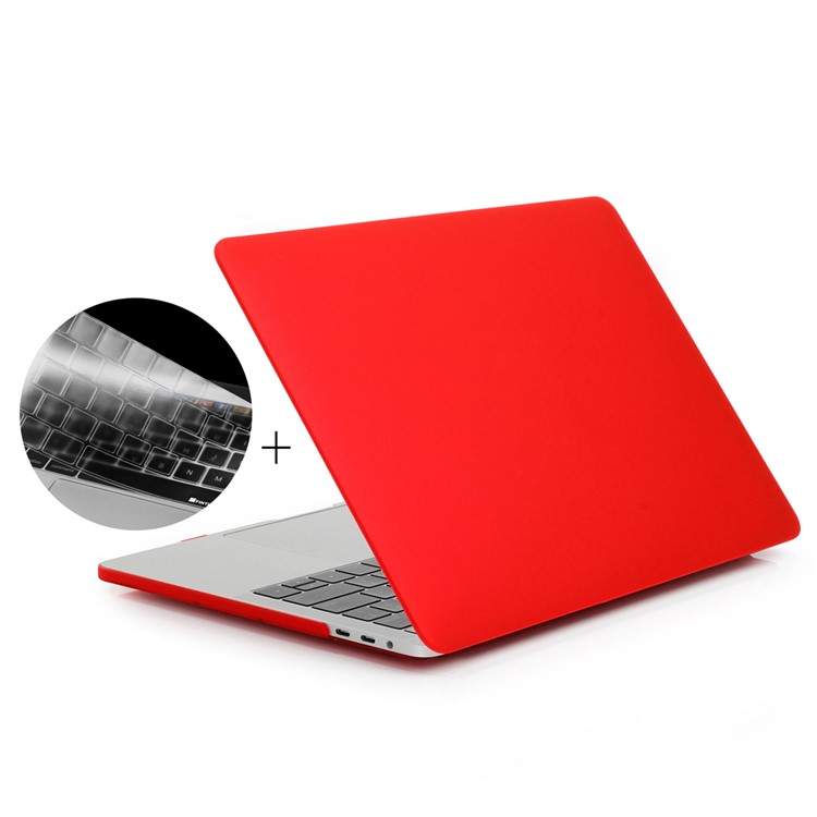 HAT PRINCE Matte PC Hard Case + EU Version TPU Keyboard Cover for Macbook Pro 13.3 Inch A1708 (No Touch Bar) - Red-1