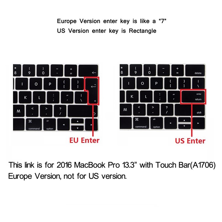 HAT PRINCE PC Shell + EU Version TPU Keyboard Film for MacBook Pro 13.3-inch (2016) A1706 with Touch Bar - Transparent-9
