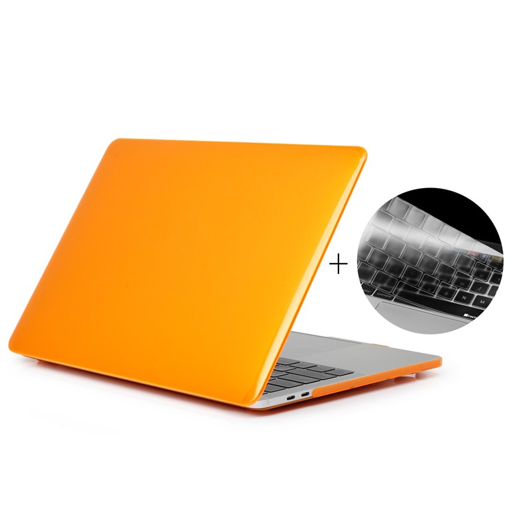 HAT PRINCE Crystal PC Case + TPU Keyboard Protector Cover Film for MacBook Pro 13.3 Inch A1708 without Touch Bar EU version - Orange-1