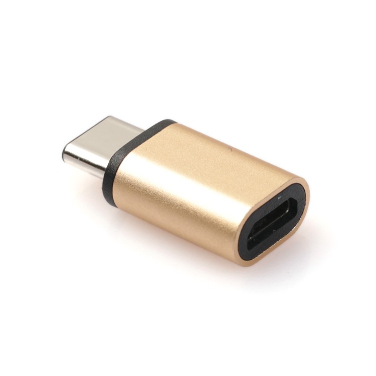 Reversible Design USB 3.1 Type C to Micro USB 2.0 Female Converter - Gold Color-1