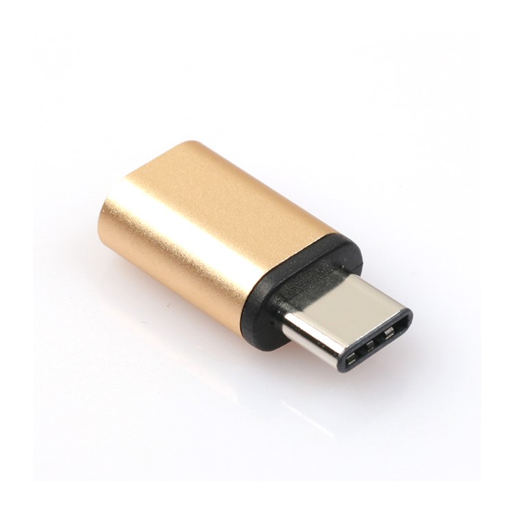 Reversible Design USB 3.1 Type C to Micro USB 2.0 Female Converter - Gold Color-2