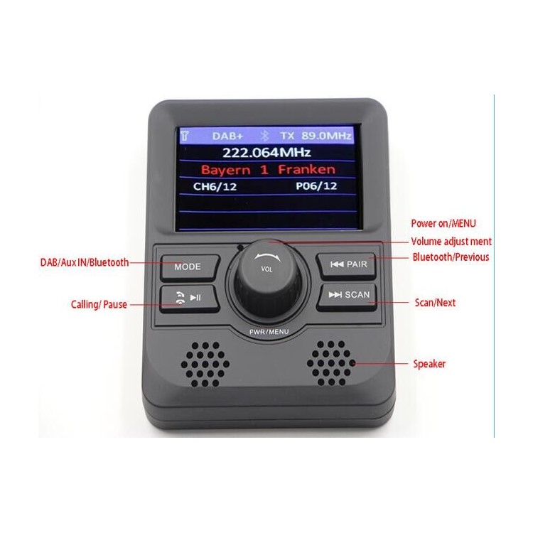 Windscreen Interior Glass Mount Car Digital DAB/DAB+ FM Radio Adapter Bluetooth Transmitter - Black-2
