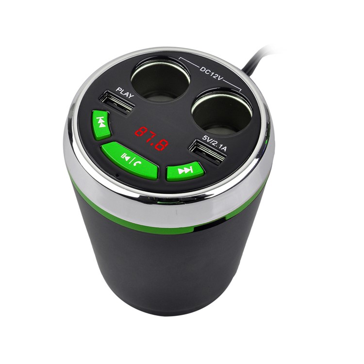 A23 Multi-functional Cigarette Lighter Bluetooth FM Transmitter Dual USB Car Charger Car Kit - Green-3