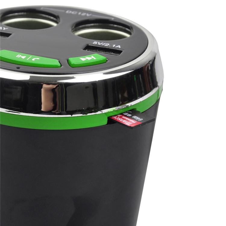 A23 Multi-functional Cigarette Lighter Bluetooth FM Transmitter Dual USB Car Charger Car Kit - Green-6