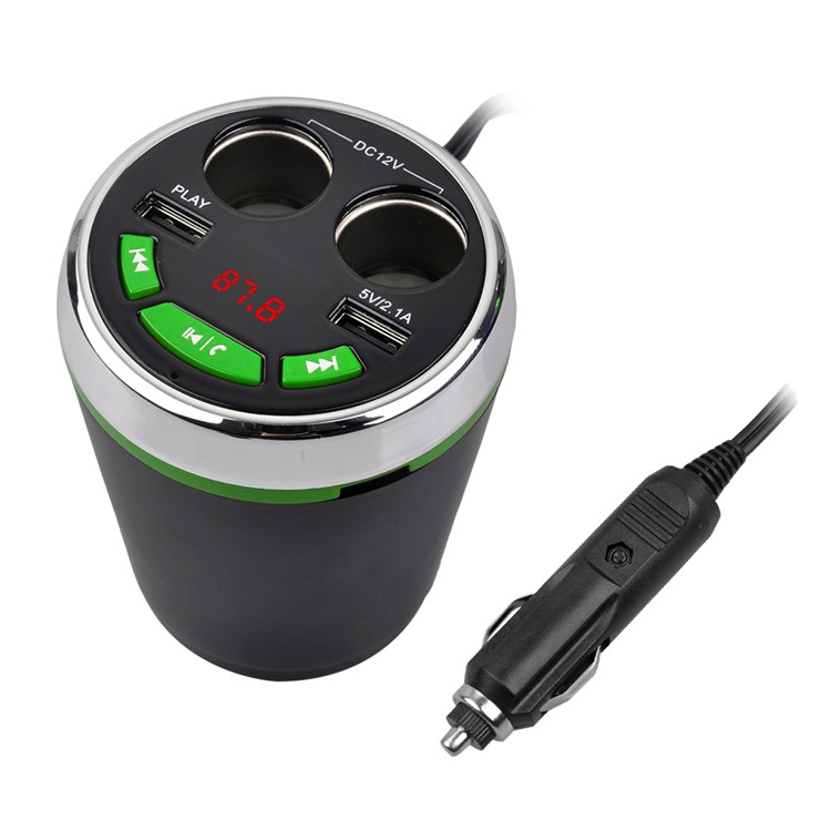 A23 Multi-functional Cigarette Lighter Bluetooth FM Transmitter Dual USB Car Charger Car Kit - Green-7