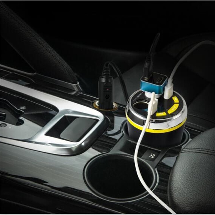 A23 Multi-functional Dual USB Car Charger Bluetooth Car FM Transmitter Support Hands-free Calls - Yellow-2