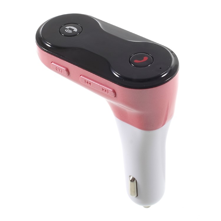 C8 Car Bluetooth MP3 Player Hands-free Calling FM Transmitter Car Charger Support TF Card U Disk - Rose Gold Color-2