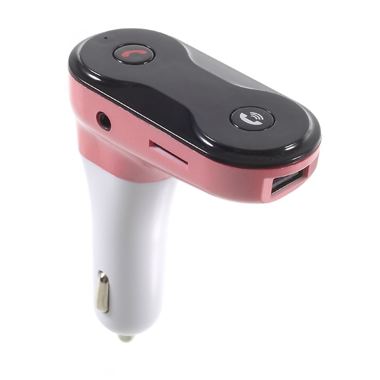 C8 Car Bluetooth MP3 Player Hands-free Calling FM Transmitter Car Charger Support TF Card U Disk - Rose Gold Color-3