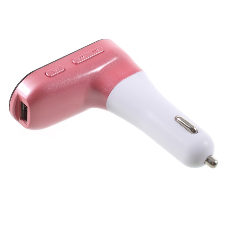 C8 Car Bluetooth MP3 Player Hands-free Calling FM Transmitter Car Charger Support TF Card U Disk - Rose Gold Color-4