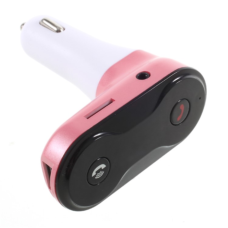 C8 Car Bluetooth MP3 Player Hands-free Calling FM Transmitter Car Charger Support TF Card U Disk - Rose Gold Color-5