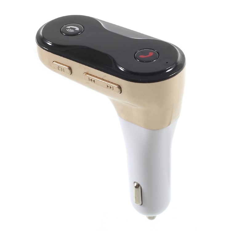 C8 Bluetooth FM Transmitter Wireless In-Car Hands-free Kit with USB Charging Port - Gold Color-2