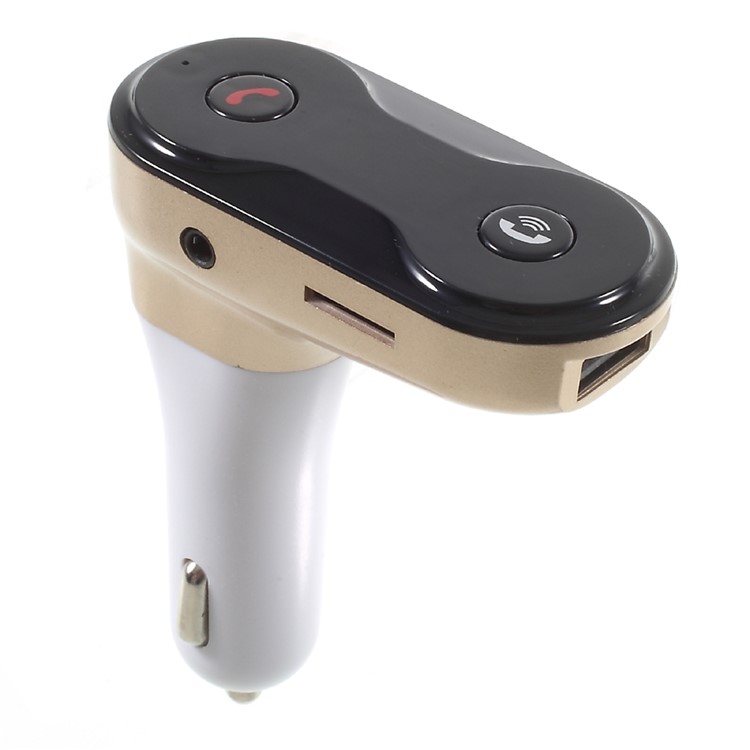 C8 Bluetooth FM Transmitter Wireless In-Car Hands-free Kit with USB Charging Port - Gold Color-3