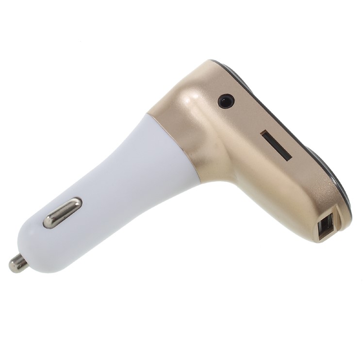 C8 Bluetooth FM Transmitter Wireless In-Car Hands-free Kit with USB Charging Port - Gold Color-5