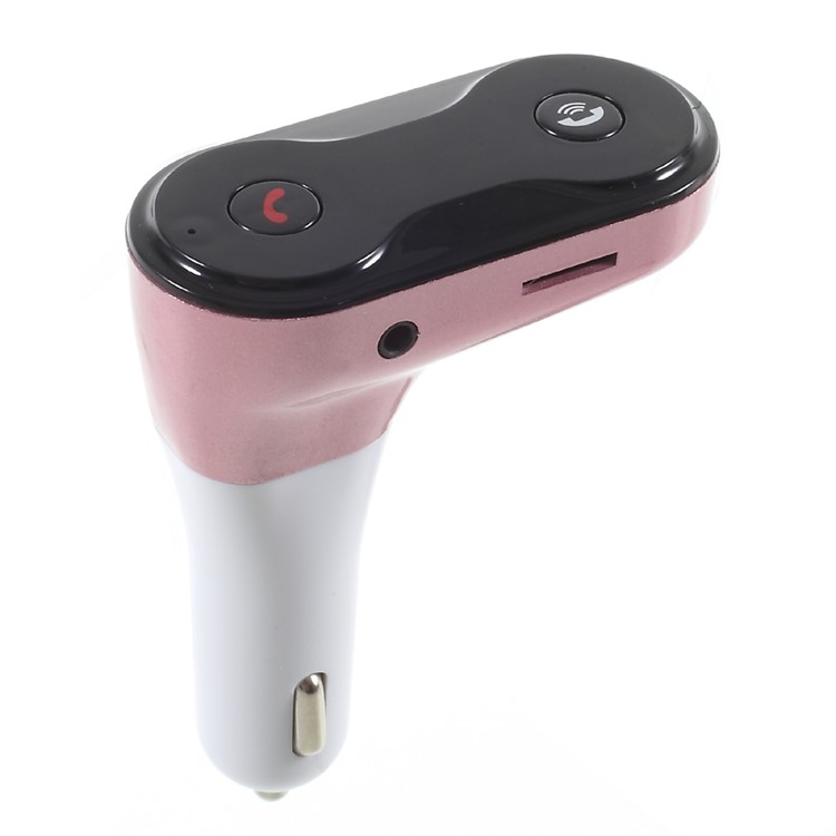 C8 Bluetooth MP3 Player FM Transmitter Radio Adapter Support TF Card Aux Input - Pink-1