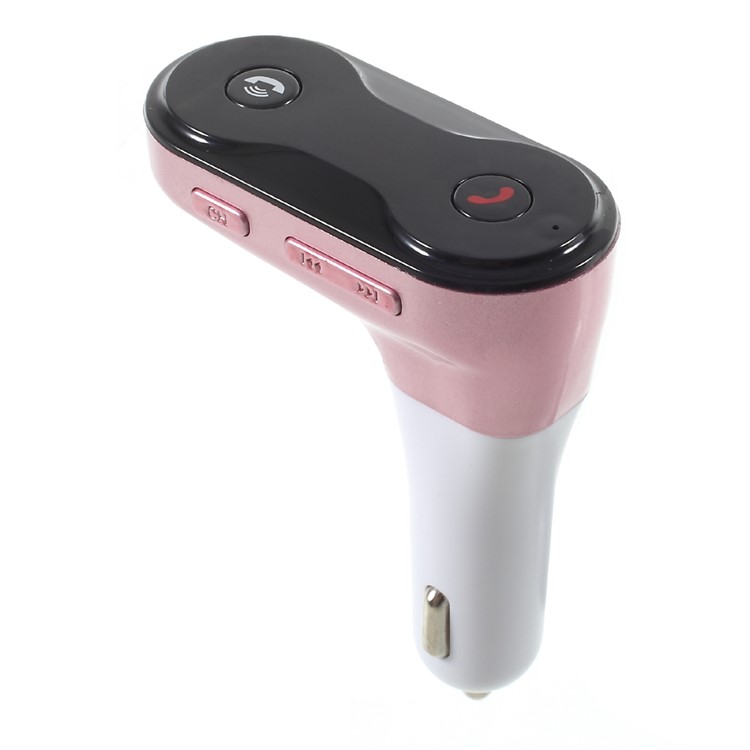 C8 Bluetooth MP3 Player FM Transmitter Radio Adapter Support TF Card Aux Input - Pink-2