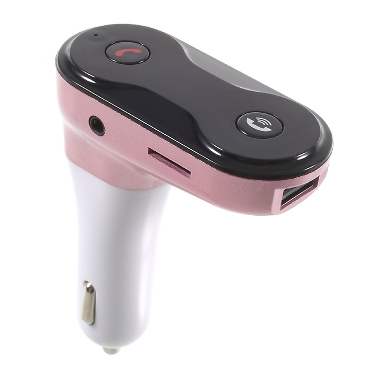 C8 Bluetooth MP3 Player FM Transmitter Radio Adapter Support TF Card Aux Input - Pink-3