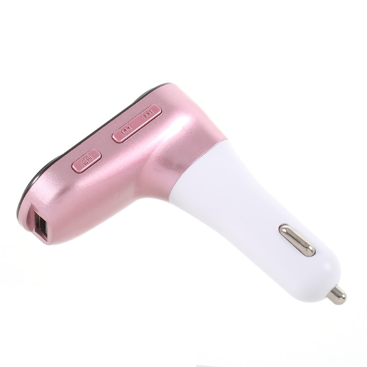 C8 Bluetooth MP3 Player FM Transmitter Radio Adapter Support TF Card Aux Input - Pink-6