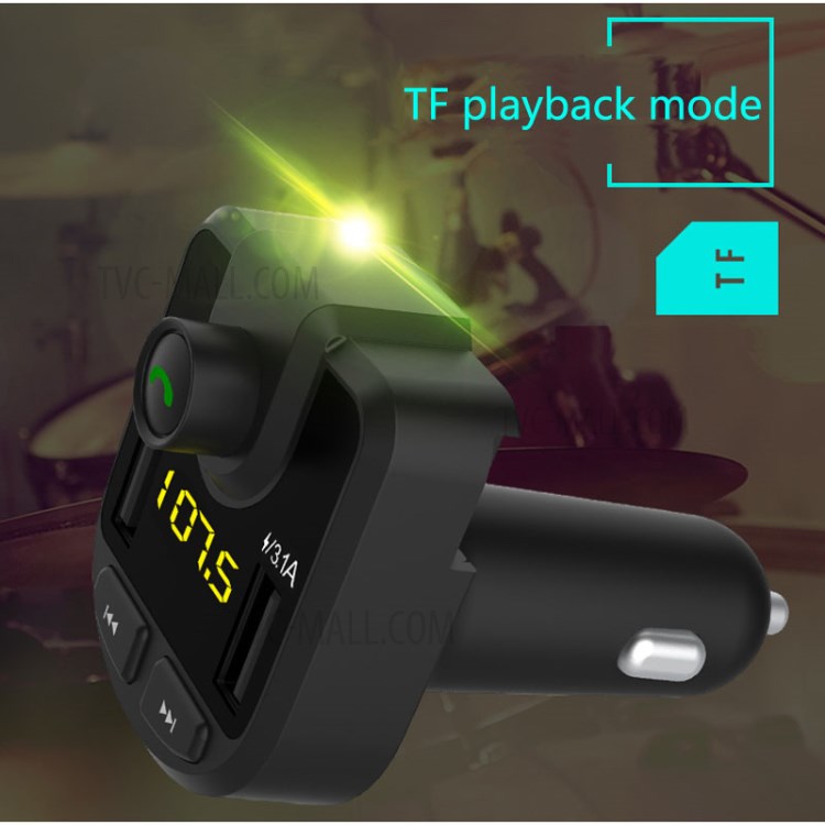 BT36 Bluetooth FM Transmitter Dual USB Port Car Charger for iPhone X, Samsung Note 8 etc. - Black-12