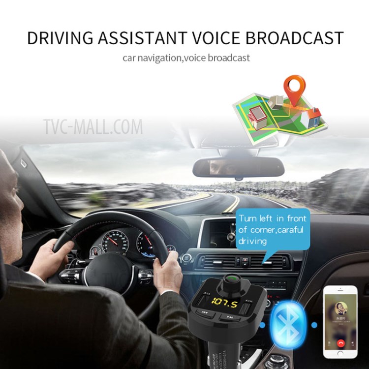BT36 Bluetooth FM Transmitter Dual USB Port Car Charger for iPhone X, Samsung Note 8 etc. - Black-14