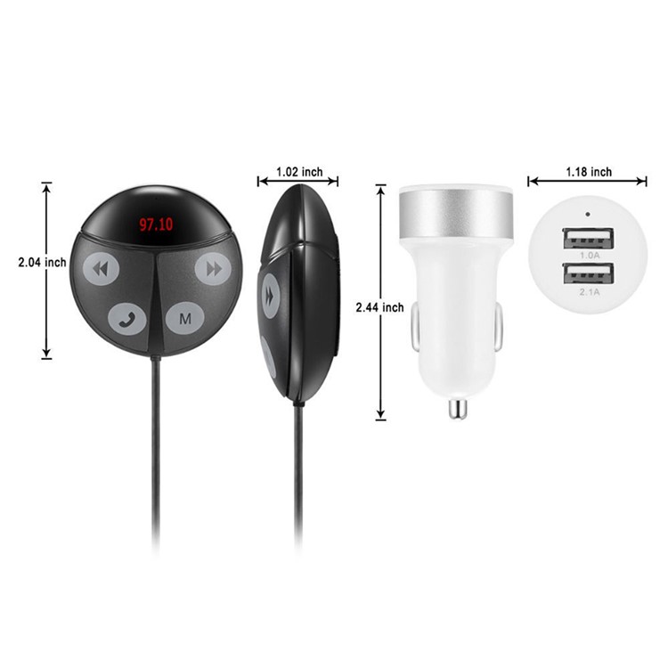 T851 12-24V Wireless Bluetooth FM Transmitter MP3 Player USB Charger Car Kit - Black-6