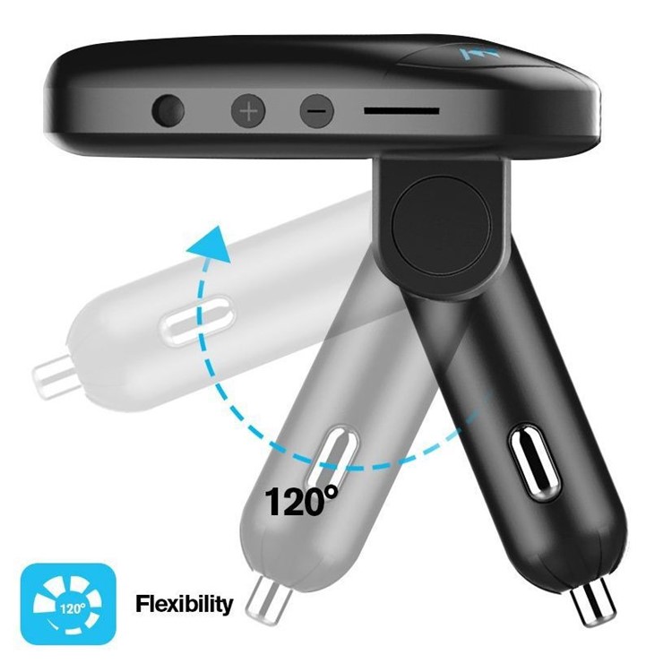 120-degree Rotating LCD Screen Bluetooth Car Music FM Transmitter with Dual USB Port - Black-2