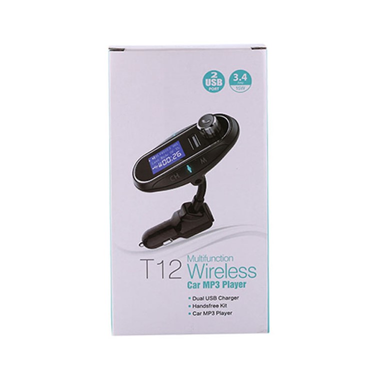 T12 Wireless Car MP3 Player Bluetooth Hands-free Car Kit FM Transmitter Support TF Card/U Disk-12