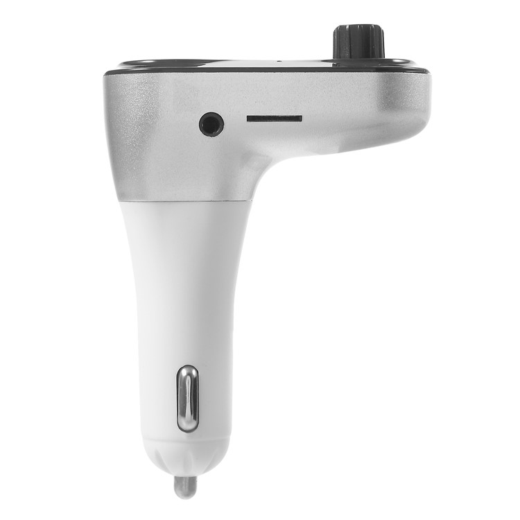CARC5 Bluetooth TM Transmitter Dual USB Car Charger Wireless Car Kit Support TF Card/Aux-in - Silver-1