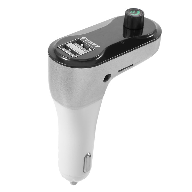 CARC5 Bluetooth TM Transmitter Dual USB Car Charger Wireless Car Kit Support TF Card/Aux-in - Silver-2