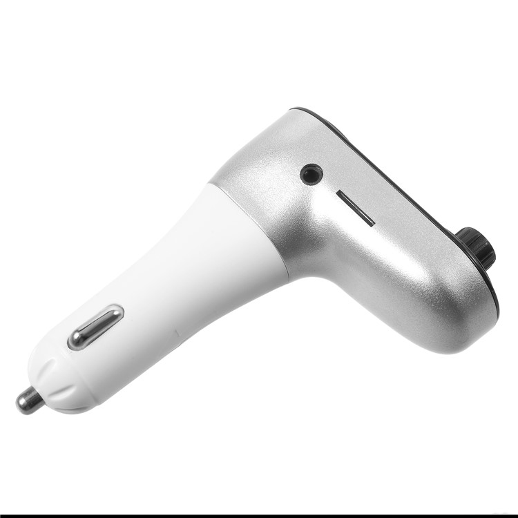 CARC5 Bluetooth TM Transmitter Dual USB Car Charger Wireless Car Kit Support TF Card/Aux-in - Silver-3