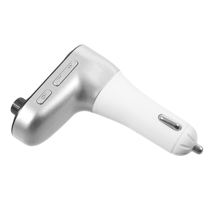 CARC5 Bluetooth TM Transmitter Dual USB Car Charger Wireless Car Kit Support TF Card/Aux-in - Silver-4