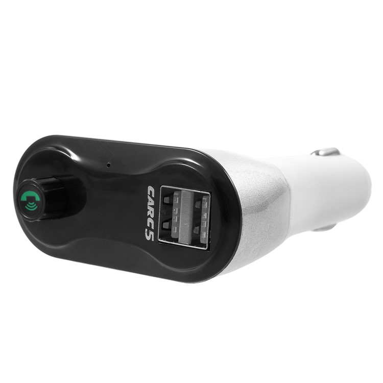 CARC5 Bluetooth TM Transmitter Dual USB Car Charger Wireless Car Kit Support TF Card/Aux-in - Silver-6