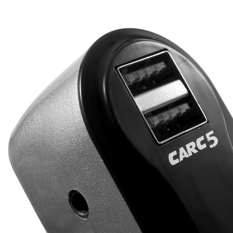CARC5 Bluetooth TM Transmitter Dual USB Car Charger Wireless Car Kit Support TF Card/Aux-in - Silver-7